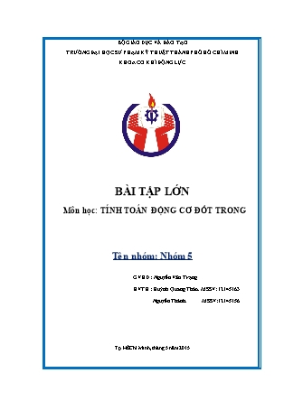 Bài tập lớn môn Tính toán động cơ đốt trong - Huỳnh Quang Thảo