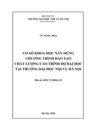 Báo cáo Đề tài Cơ sở khoa học xây dựng chương trình đào tạo chất lượng cao trình độ đại học tại trường Đại học Nội vụ Hà Nội