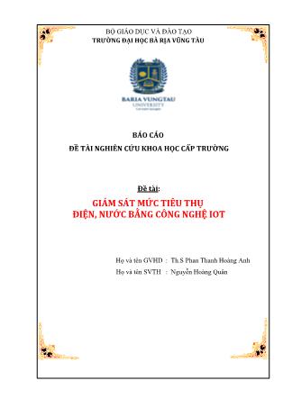 Báo cáo Đề tài Giám sát mức tiêu thụ điện, nước bằng công nghệ IoT