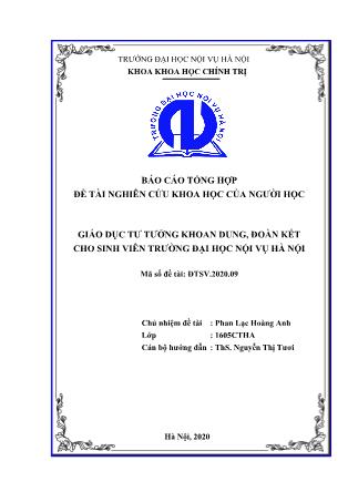 Báo cáo Đề tài Giáo dục tư tưởng khoan dung, đoàn kết cho sinh viên trường Đại học Nội vụ Hà Nội