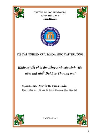 Báo cáo Đề tài Khảo sát lỗi phát âm tiếng Anh của sinh viên năm thứ nhất Đại học Thương mại