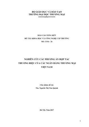Báo cáo Đề tài Nghiên cứu các phương án hợp tác thương hiệu của các ngân hàng thương mại Việt Nam