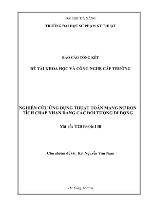 Báo cáo Đề tài Nghiên cứu ứng dụng thuật toán mạng nơ ron tích chập nhận dạng các đối tượng di động