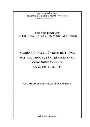 Báo cáo Đề tài Nghiên cứu và triển khai hệ thống dạy học trực tuyến trên nền tảng công nghệ Moodle