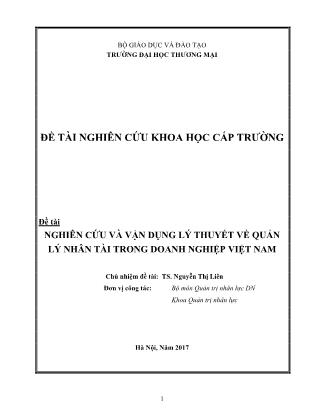 Báo cáo Đề tài Nghiên cứu và vận dụng lý thuyết về quản lý nhân tài trong doanh nghiệp Việt Nam