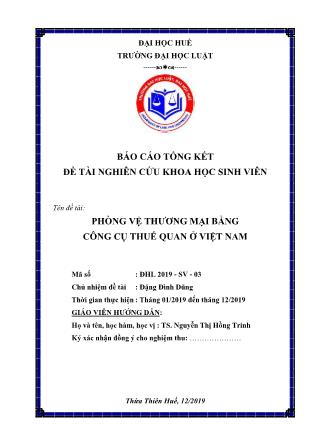 Báo cáo Đề tài Phòng vệ thương mại bằng công cụ thuế quan ở Việt Nam