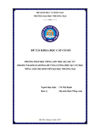 Báo cáo Đề tài Phương pháp học tiếng Anh “Học qua dự án” (Project-based learning) để tăng cường hiệu quả tự học tiếng Anh cho sinh viên Đại học Thương mại