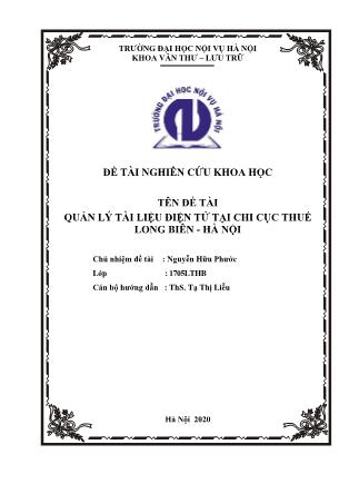 Báo cáo Đề tài Quản lý tài liệu điện tử tại Chi cục thuế Long Biên - Hà Nội