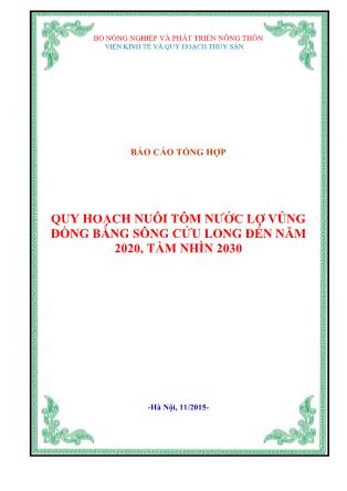Báo cáo Đề tài Quy hoạch nuôi tôm nước lợ vùng đồng bằng sông Cửu Long đến năm 2020, tầm nhìn 2030