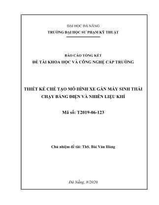 Báo cáo Đề tài Thiết kế chế tạo mô hình xe gắn máy sinh thái chạy bằng điện và nhiên liệu khí