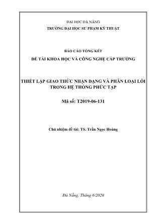 Báo cáo Đề tài Thiết lập giao thức nhận dạng và phân loại lỗi trong hệ thống phức tạp