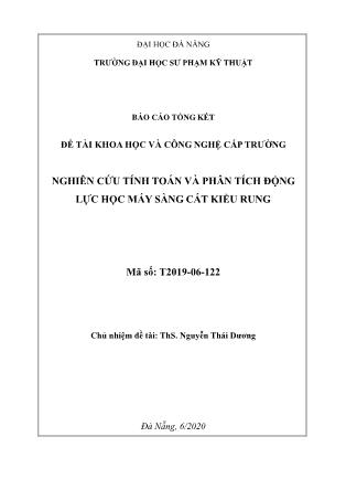Báo cáo Đề tài Tính toán thiết kế và khảo sát đặc tính động lực học bộ truyền bánh răng hành tinh