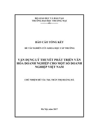 Báo cáo Đề tài Vận dụng lý thuyết phát triển văn hóa doanh nghiệp cho một số doanh nghiệp Việt Nam