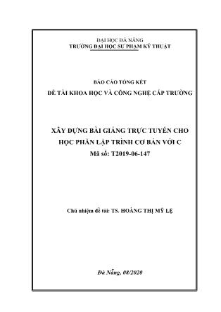 Báo cáo Đề tài Xây dựng bài giảng trực tuyến cho học phần Lập trình cơ bản với C
