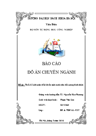 Báo cáo đồ án Thiết kế tính toán điều khiển mức nước cho đối tượng bình chứa - Phạm Văn Sơn