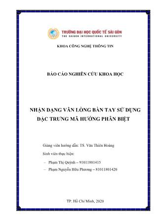 Báo cáo nghiên cứu khoa học Nhận dạng vân lòng bàn tay sử dụng đặc trưng mã hướng phân biệt
