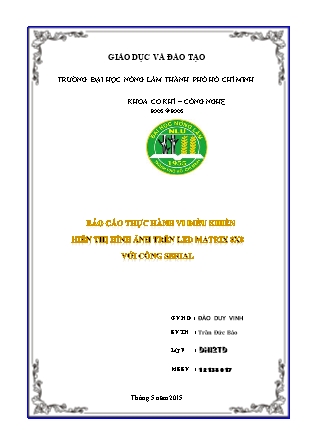 Báo cáo Thực hành vi điều khiển - Đề tài: Hiển thị hình ảnh trên led matrix 8x8 với cổng serial - Trần Đức Bảo