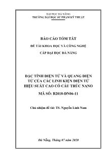 Báo cáo tóm tắt Đề tài Đặc tính điện tử và quang điện tử của các linh kiện điện tử hiệu suất cao có cấu trúc nano