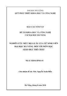Báo cáo tóm tắt Đề tài Nghiên cứu mức độ lo âu của nữ sinh viên Đại học Đà Nẵng đối với môn học giáo dục thể chất