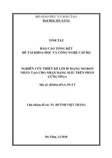 Báo cáo tóm tắt Đề tài Nghiên cứu thiết kế lõi IP mạng nơ-ron nhân tạo cho nhận dạng mẫu trên phần cứng FPGA