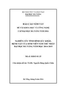Báo cáo tóm tắt Đề tài Nghiên cứu tình hình sức khỏe, bệnh tật của sinh viên năm thứ nhất Đại học Đà Nẵng năm học 2014-2015