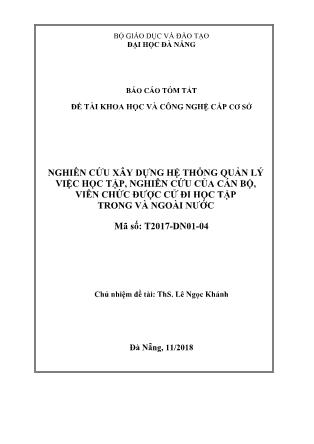 Báo cáo tóm tắt Đề tài Nghiên cứu xây dựng hệ thống quản lý việc học tập, nghiên cứu của cán bộ, viên chức được cử đi học trong và ngoài nước