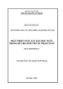 Báo cáo tóm tắt Đề tài Phát triển năng lực dạy học toán thống kê cho sinh viên sư phạm toán