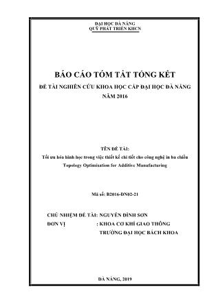 Báo cáo tóm tắt Đề tài Tối ưu hóa hình học trong việc thiết kế chi tiết cho công nghệ in ba chiều