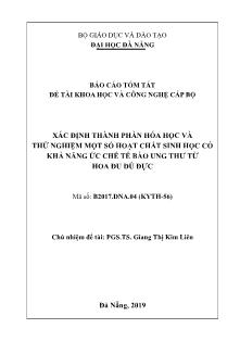 Báo cáo tóm tắt Đề tài Xác định thành phần hóa học và thử nghiệm một số hoạt chất sinh học có khả năng ức chế tế bào ung thư từ hoa đu đủ đực
