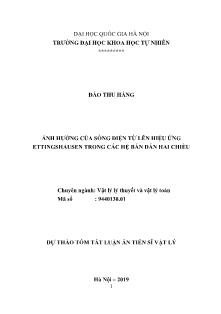 Dự thảo tóm tắt luận án Ảnh hưởng của sóng điện từ lên hiệu ứng Ettingshausen trong các hệ bán dẫn hai chiều
