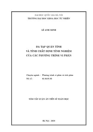Dự thảo tóm tắt Luận án Đa tạp quán tính và tính chất định tính nghiệm của các phương trình vi phân