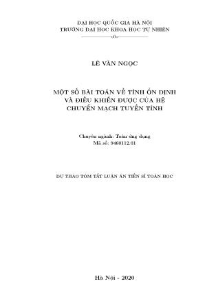 Dự thảo tóm tắt Luận án Một số bài toán về tính ổn định và điều khiển được của hệ chuyển mạch tuyến tính