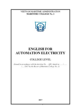 Giáo trình English for Automation electricity