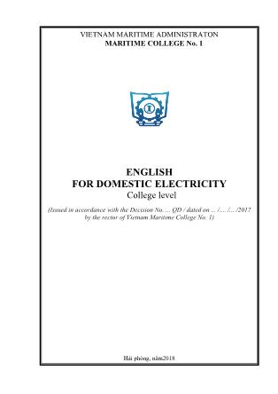 Giáo trình English for Domestic electricity