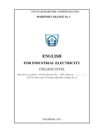 Giáo trình English for industrial electricity