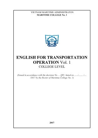 Giáo trình English for transportation operation vol. 1