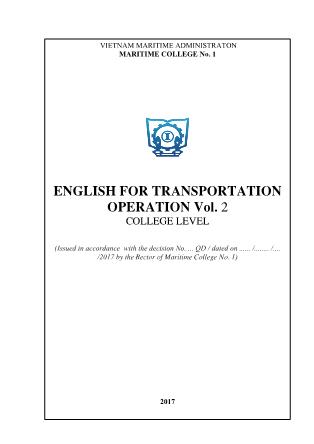 Giáo trình English for transportation operation vol. 2