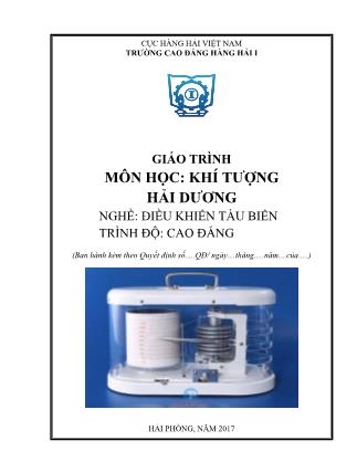 Giáo trình Khí tượng hải dương - Nghề: Điều khiển tàu biển