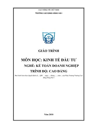 Giáo trình Kinh tế đầu tư - Nghề: Kế toán doanh nghiệp