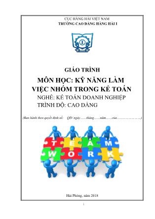 Giáo trình Kỹ năng làm việc nhóm trong kế toán - Nghề: Kế toán doanh nghiệp