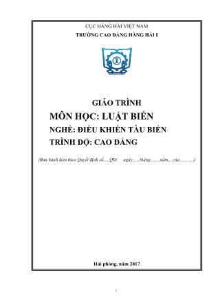 Giáo trình Luật biển - Nghề: Điều khiển tàu biển