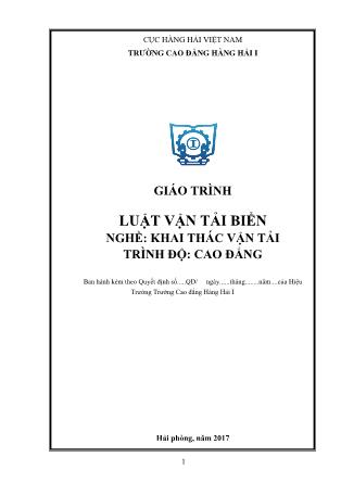 Giáo trình Luật vận tải biển - Nghề: Khai thác vận tải