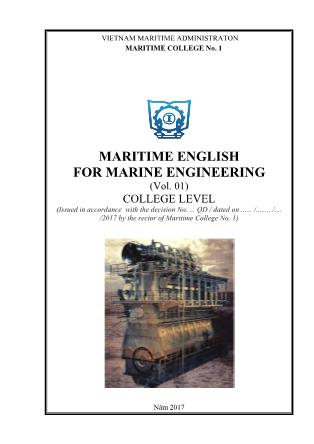 Giáo trình Maritime English for marine engineering (Vol. 01)