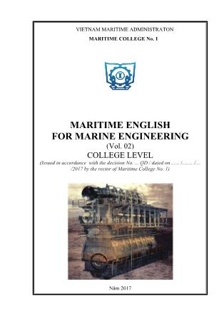 Giáo trình Maritime English for marine engineering (Vol. 02)