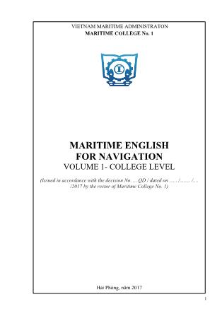 Giáo trình Maritime English for navigation volume 1