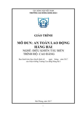 Giáo trình mô đun An toàn lao động hàng hải - Nghề: Điều khiển tàu biển