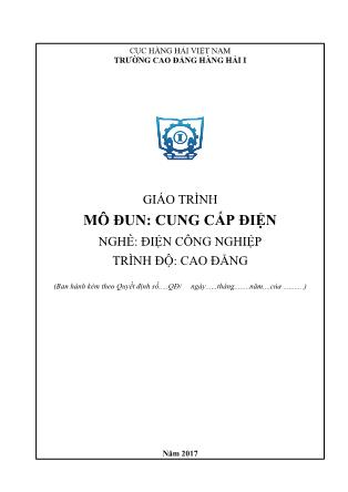 Giáo trình mô đun Cung cấp điện - Nghề: Điện công nghiệp