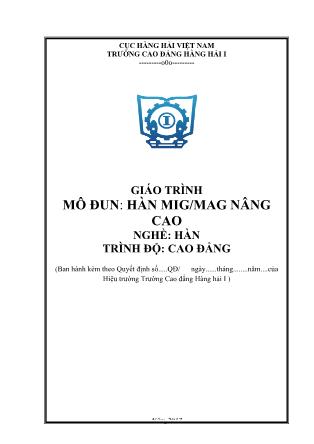 Giáo trình mô đun Hàn MIG/MAG nâng cao - Nghề: Hàn