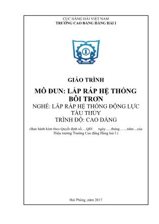 Giáo trình mô đun Lắp ráp hệ thống bôi trơn - Nghề: Lắp ráp hệ thống động lực tàu thủy