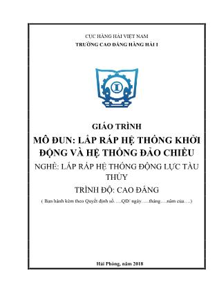Giáo trình mô đun Lắp ráp hệ thống khởi động và hệ thống đảo chiều - Nghề: Lắp ráp hệ thống động lực tàu thủy
